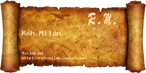 Réh Milán névjegykártya